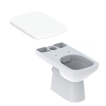 Stojąca miska WC Selnova Square do spłuczki nasadzanej, lejowa, B35 cm, H40 cm, T68 cm, częściowo ukryte mocowania, odpływ poziomy, Rimfree Deska sedesowa WC wolnoopadająca Selnova Square mocowanie od góry, z wypinanymi zawiasami, zachodząca pokrywa biała